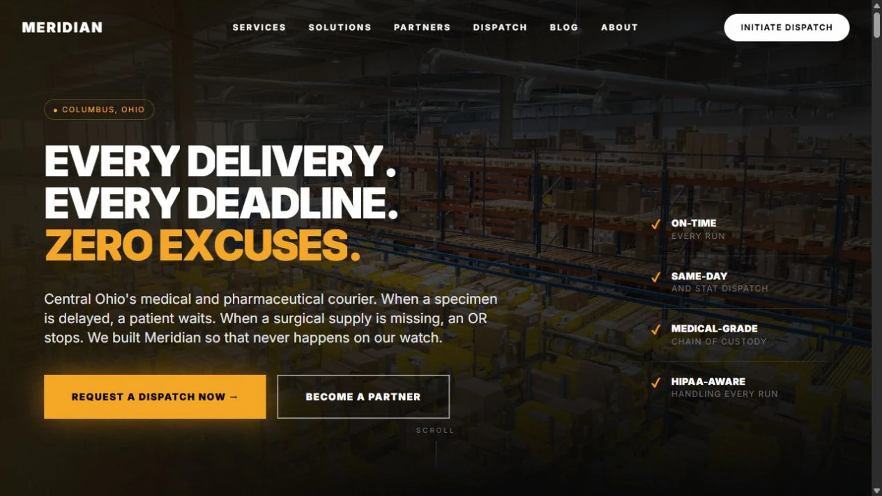 Meridian website homepage