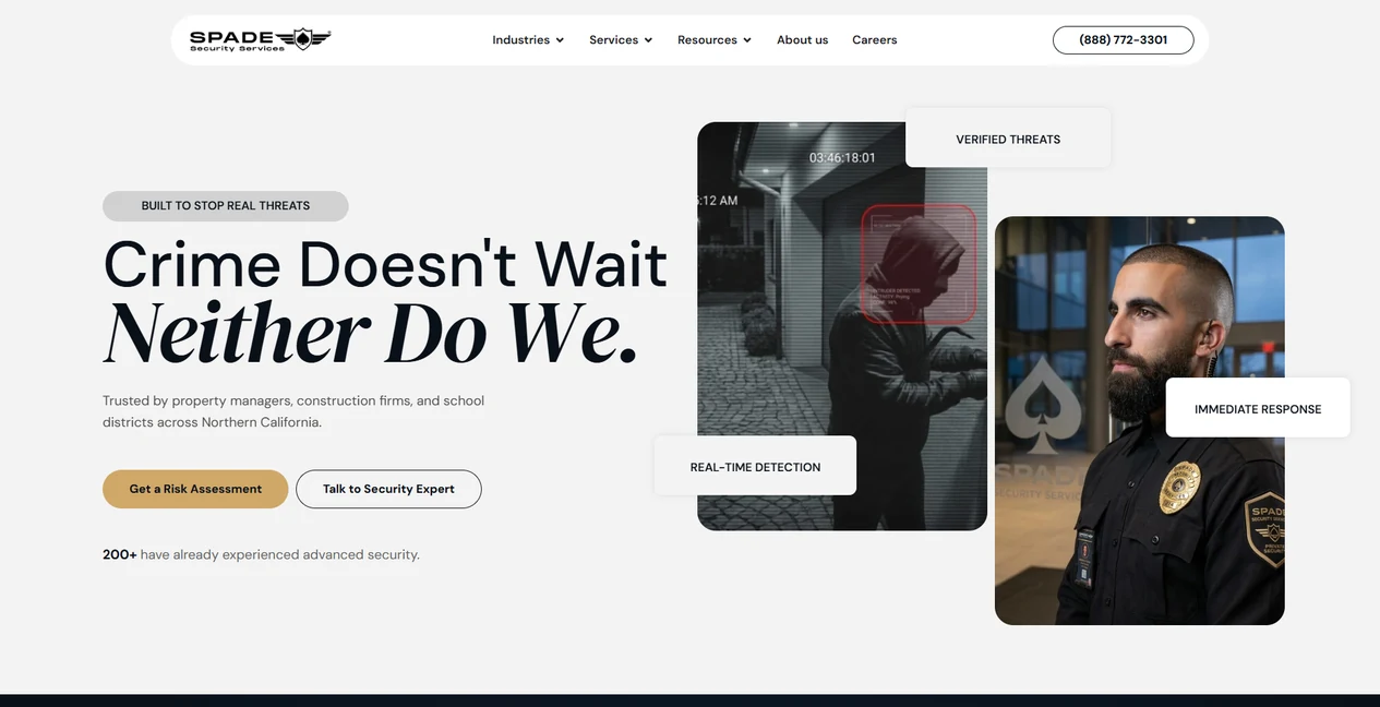 Spade Security Services website website homepage
